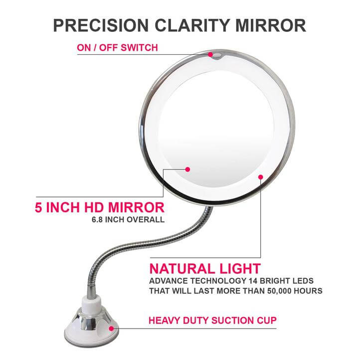 360 Flexible Light Up Mirror 10X magnification - PlanetShopper